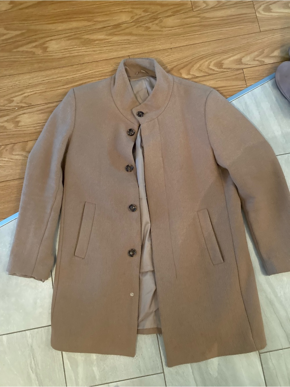 Grafton Men's Tan Wool Blend Overcoat Size L